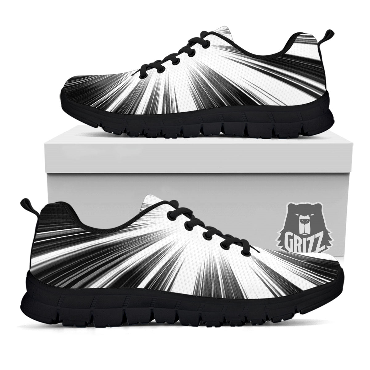 Lightspeed White And Black Print Black Sneaker-grizzshop