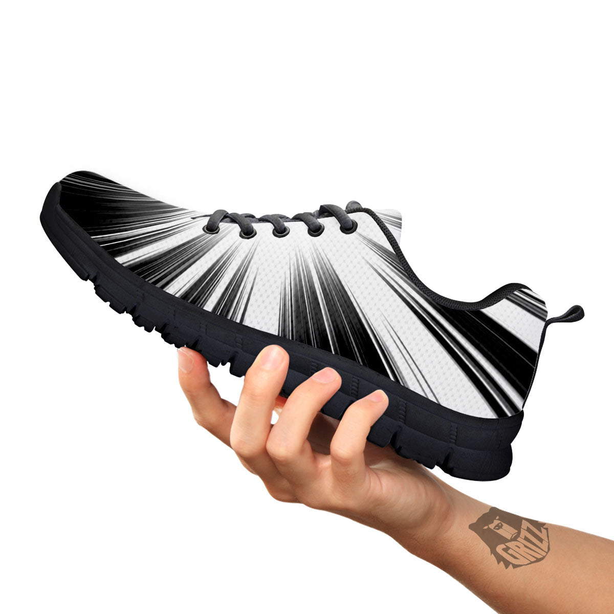 Lightspeed White And Black Print Black Sneaker-grizzshop