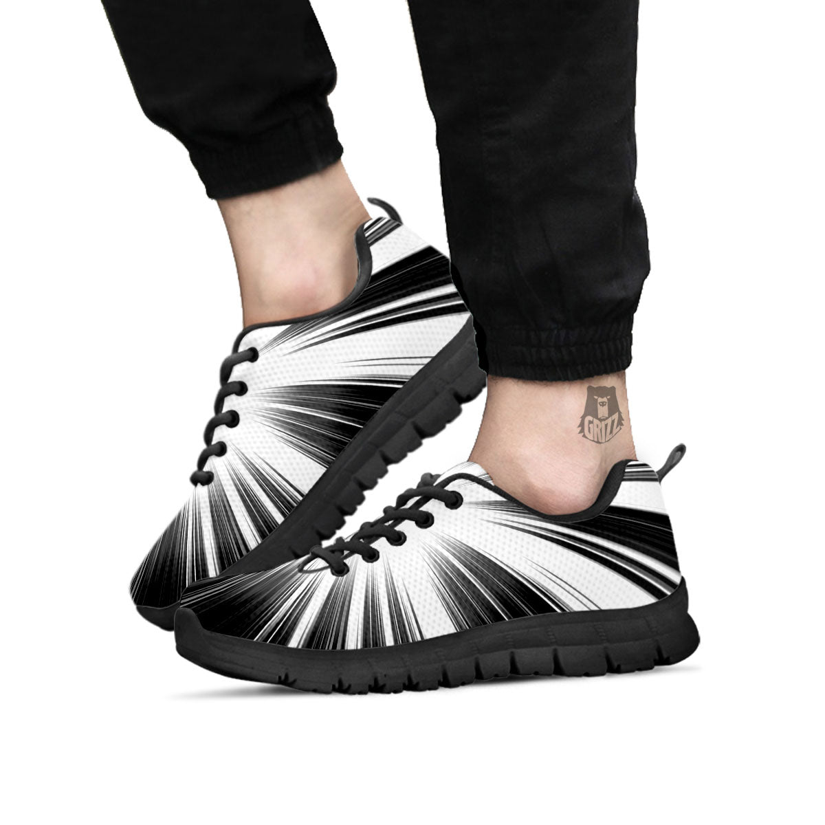 Lightspeed White And Black Print Black Sneaker-grizzshop
