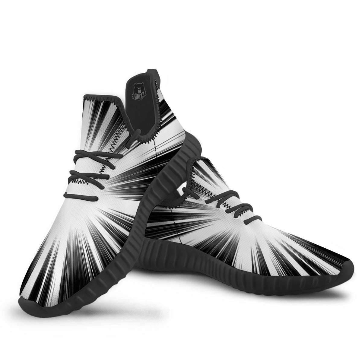 Lightspeed White And Black Print Black Walking Shoes-grizzshop
