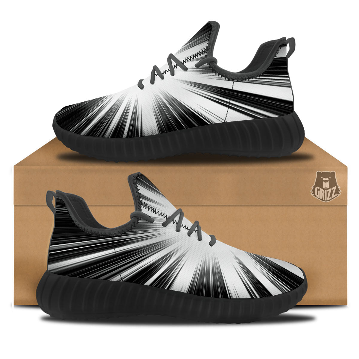 Lightspeed White And Black Print Black Walking Shoes-grizzshop