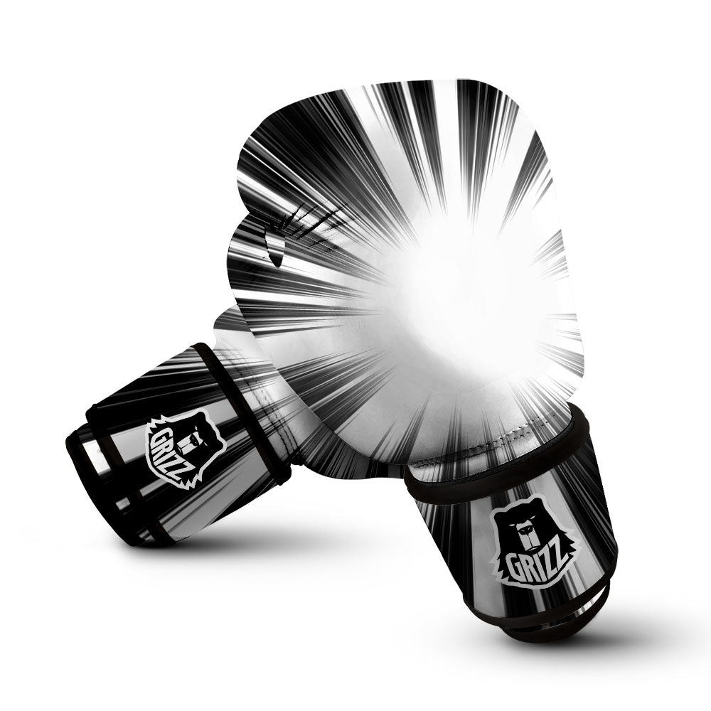 Lightspeed White And Black Print Boxing Gloves-grizzshop