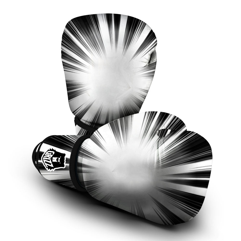 Lightspeed White And Black Print Boxing Gloves-grizzshop