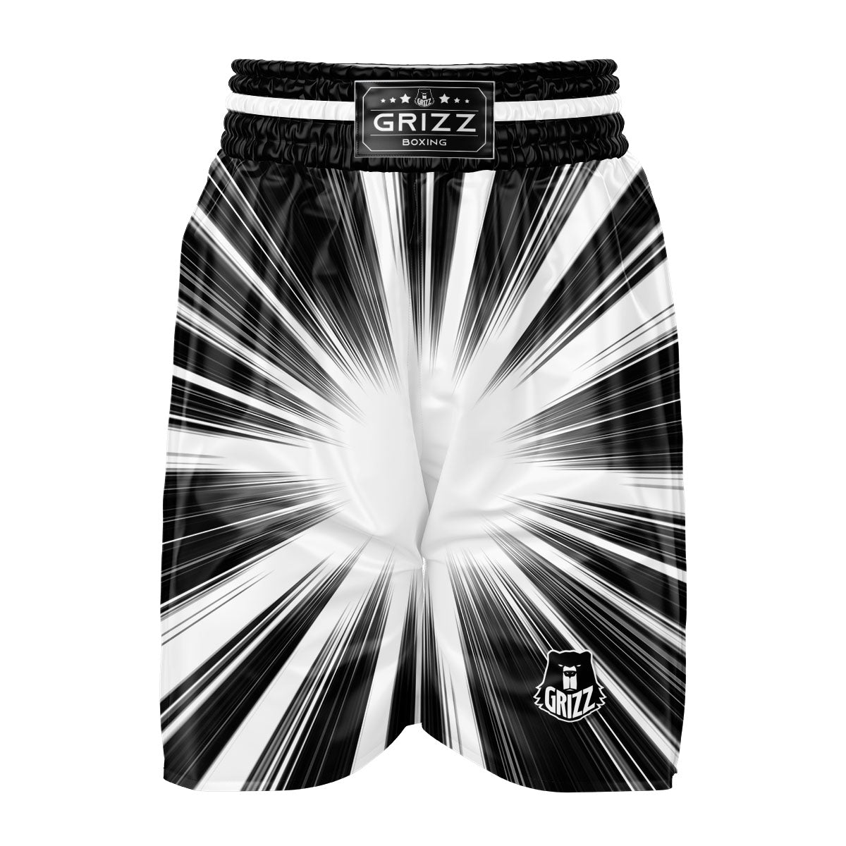 Lightspeed White And Black Print Boxing Shorts-grizzshop