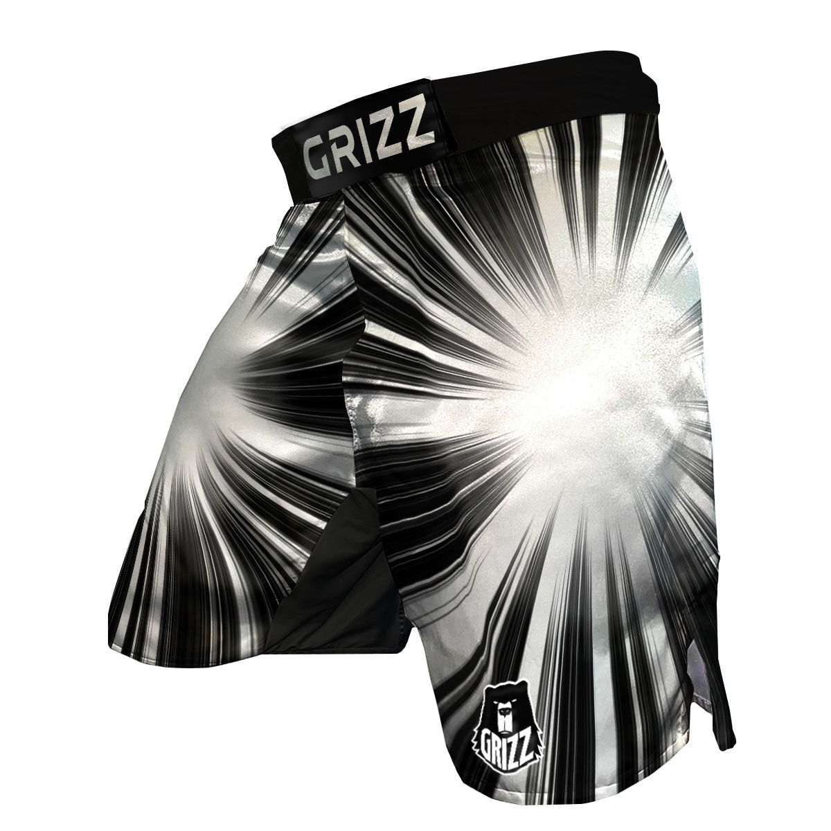 Lightspeed White And Black Print MMA Shorts-grizzshop