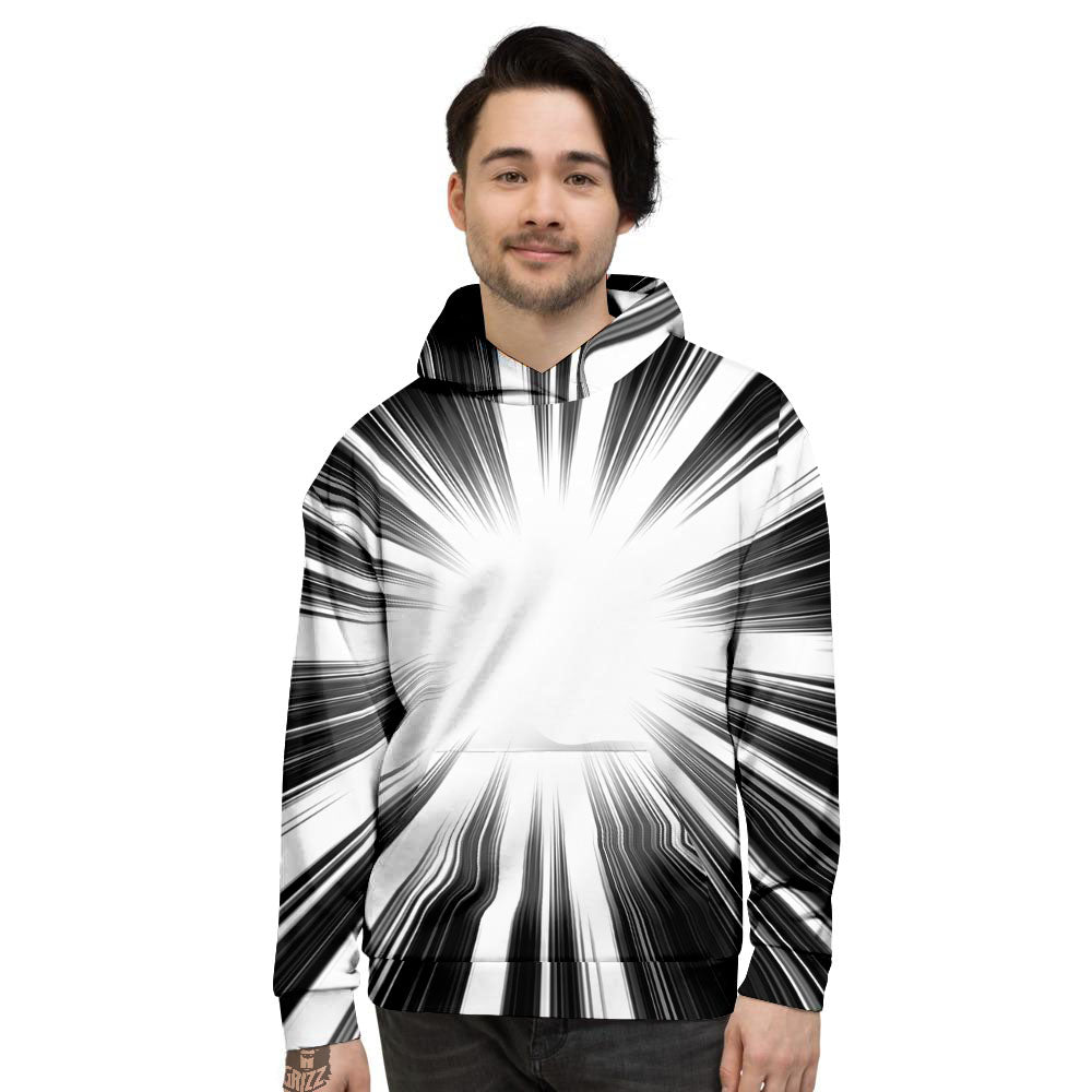 Lightspeed White And Black Print Men's Hoodie-grizzshop