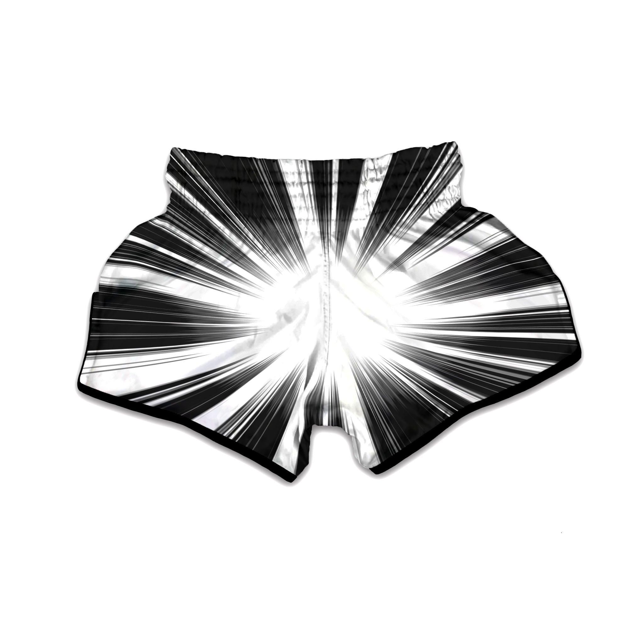 Lightspeed White And Black Print Muay Thai Boxing Shorts-grizzshop