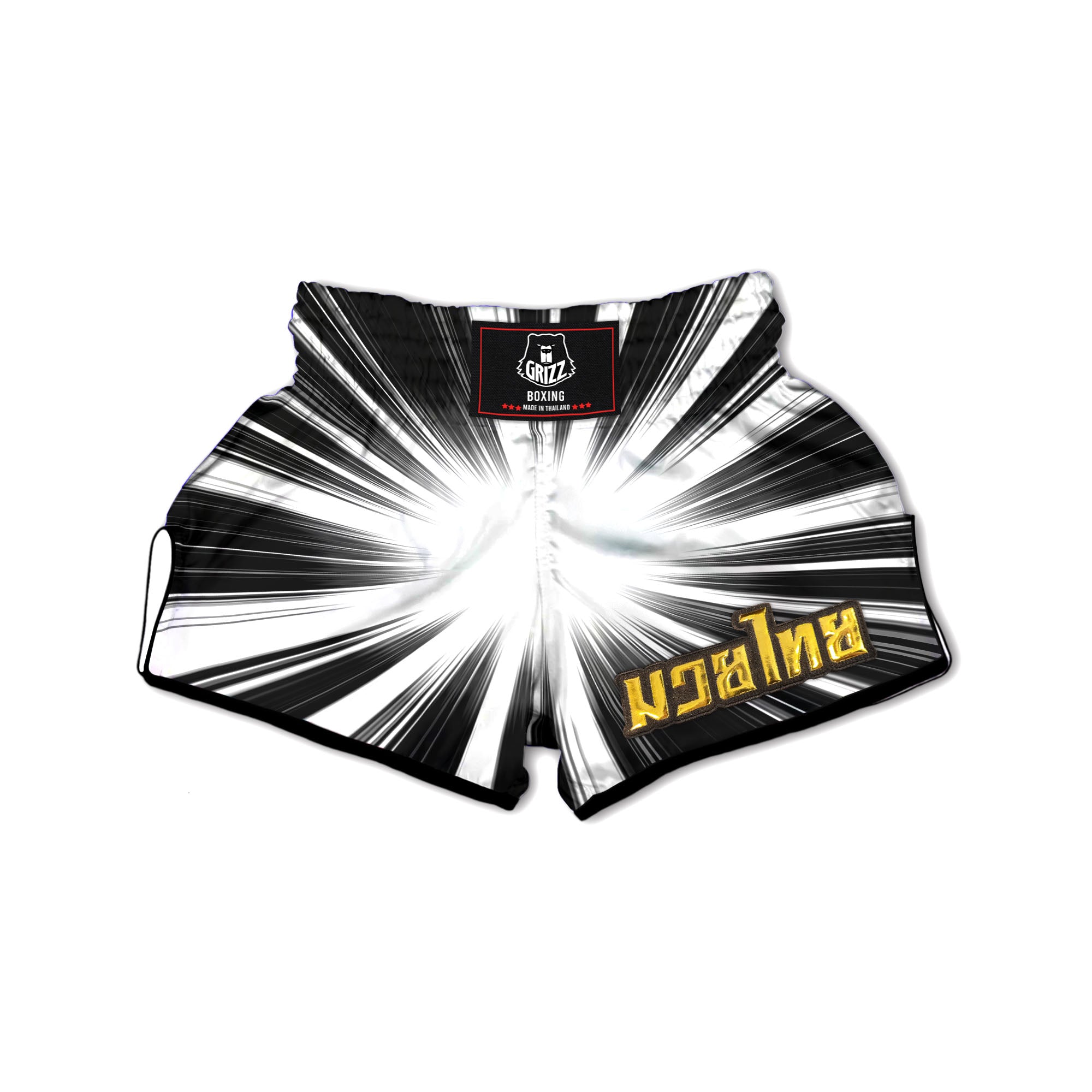 Lightspeed White And Black Print Muay Thai Boxing Shorts-grizzshop