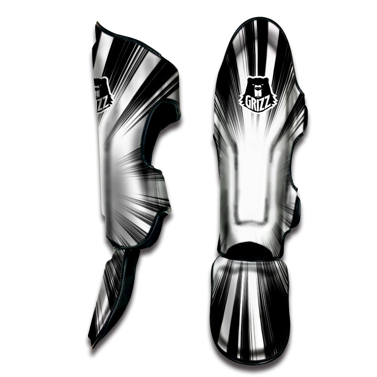 Lightspeed White And Black Print Muay Thai Shin Guards-grizzshop