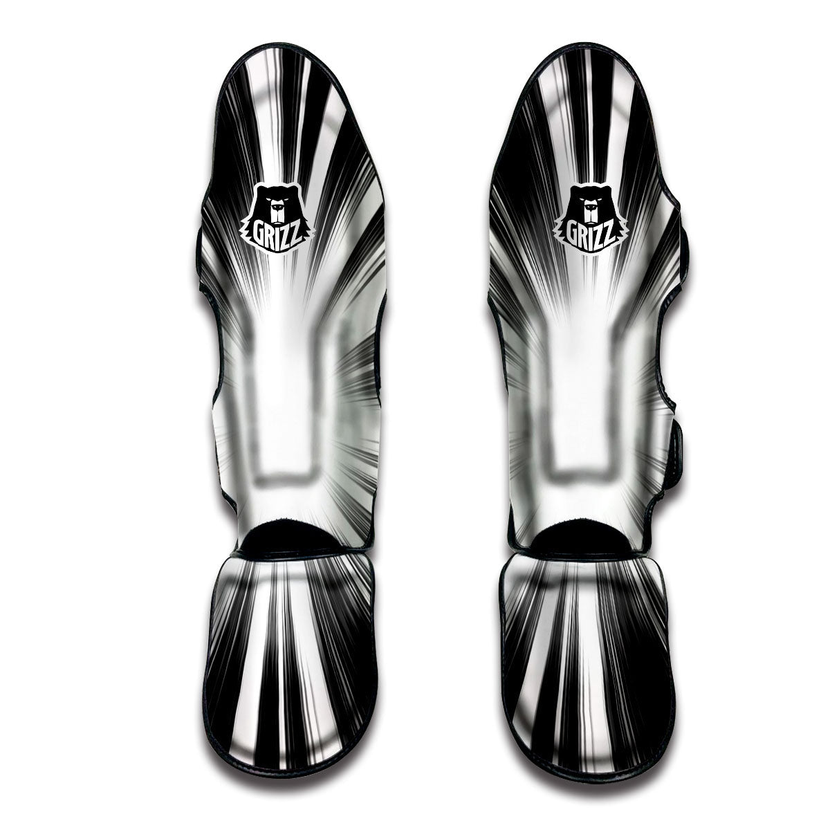 Lightspeed White And Black Print Muay Thai Shin Guards-grizzshop