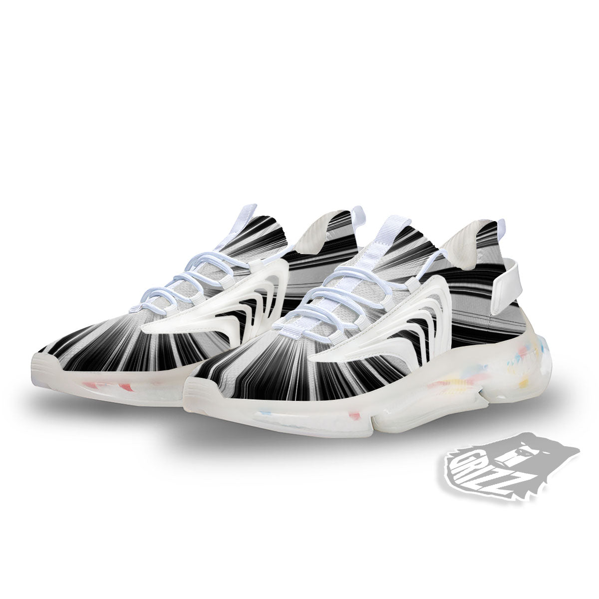 Lightspeed White And Black Print White Gym Shoes-grizzshop