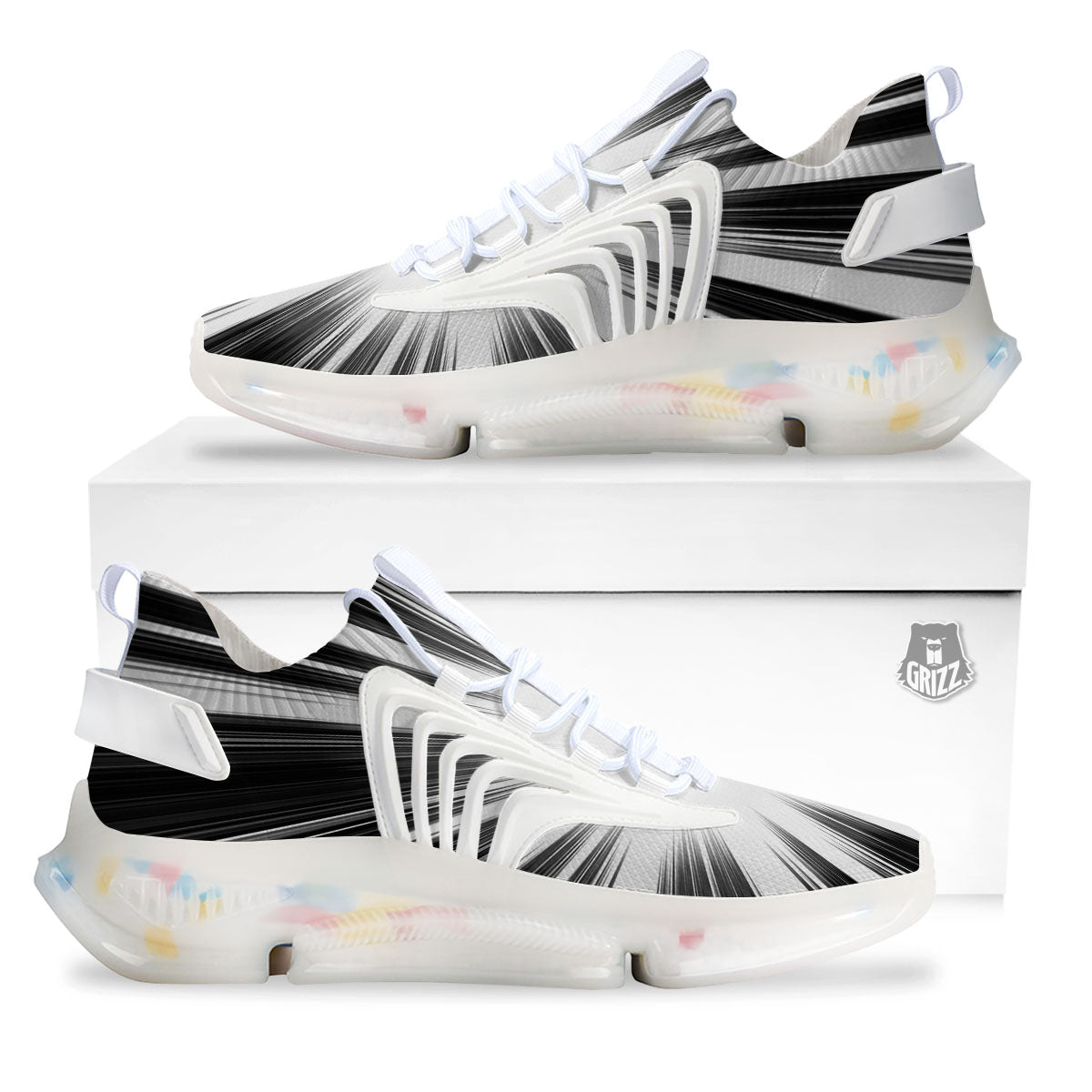 Lightspeed White And Black Print White Gym Shoes-grizzshop