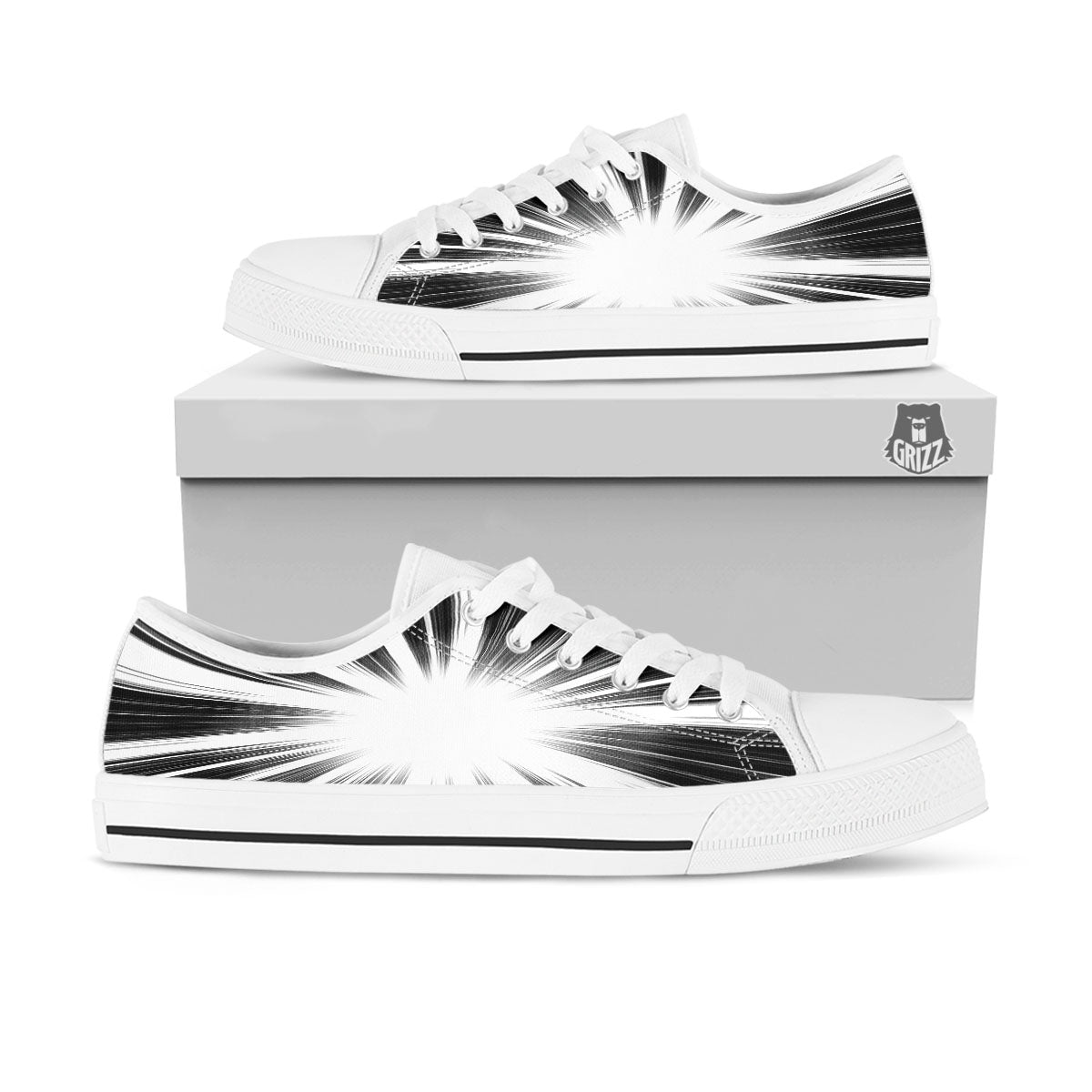 Lightspeed White And Black Print White Low Top Shoes-grizzshop