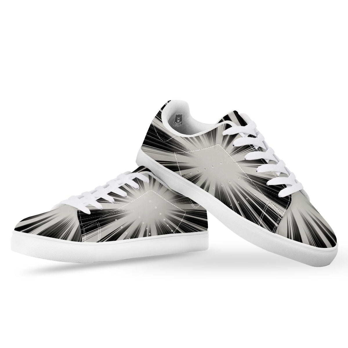 Lightspeed White And Black Print White Low Top Sneakers-grizzshop