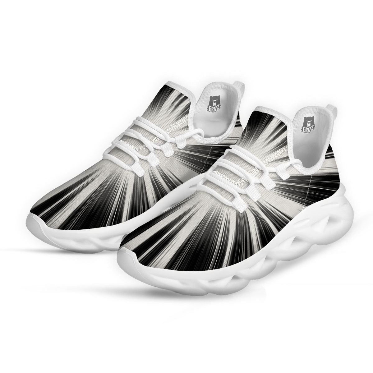 Lightspeed White And Black Print White Running Shoes-grizzshop