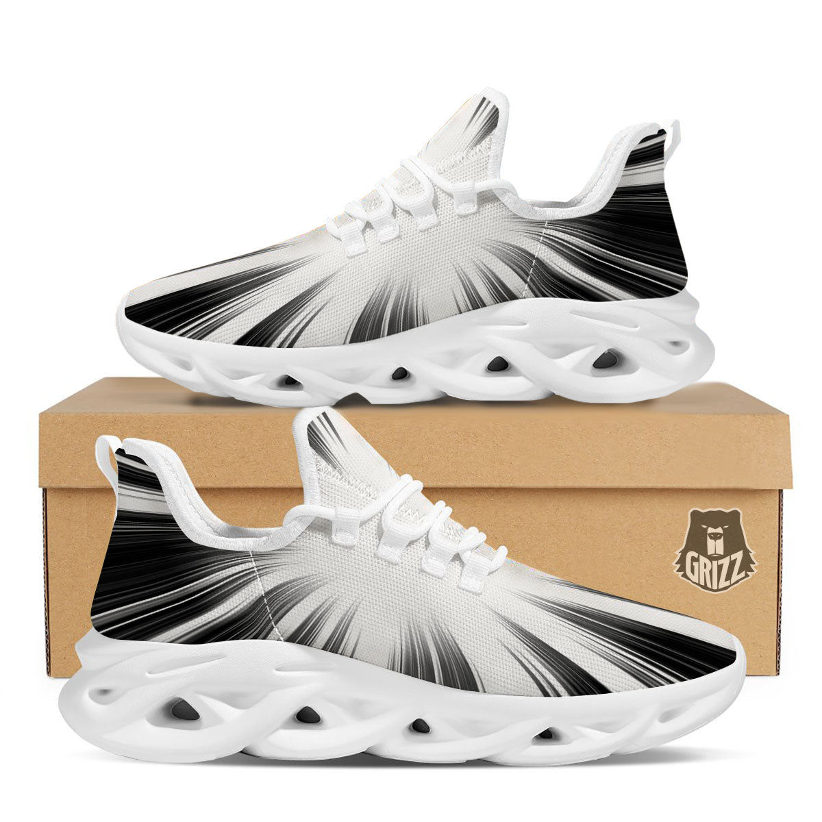 Lightspeed White And Black Print White Running Shoes-grizzshop