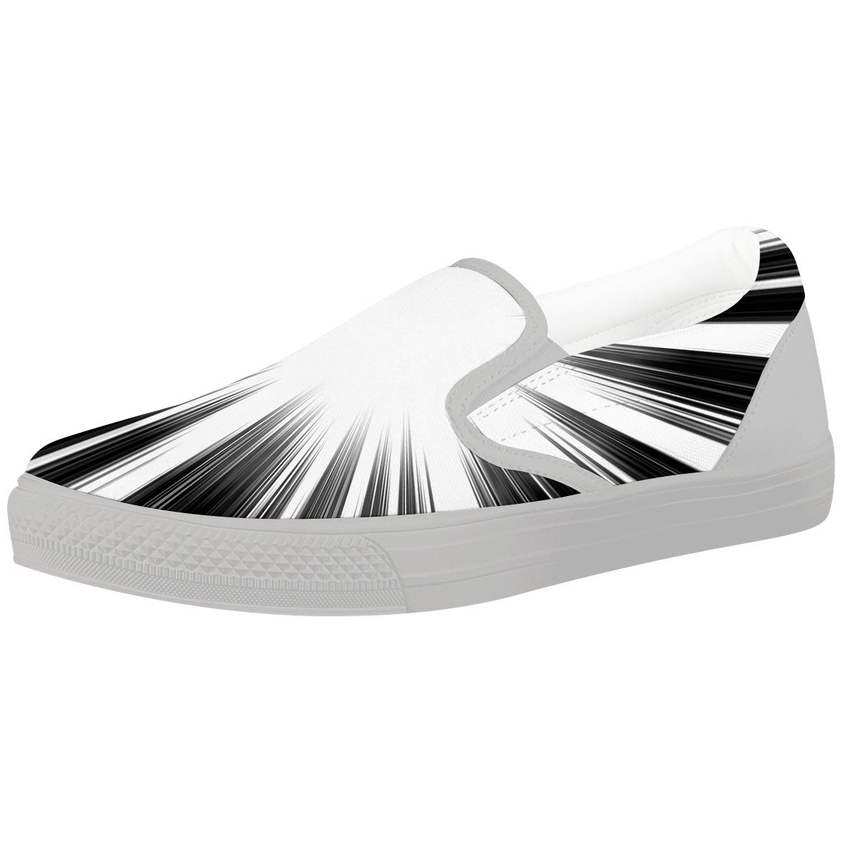 Lightspeed White And Black Print White Slip On Shoes-grizzshop