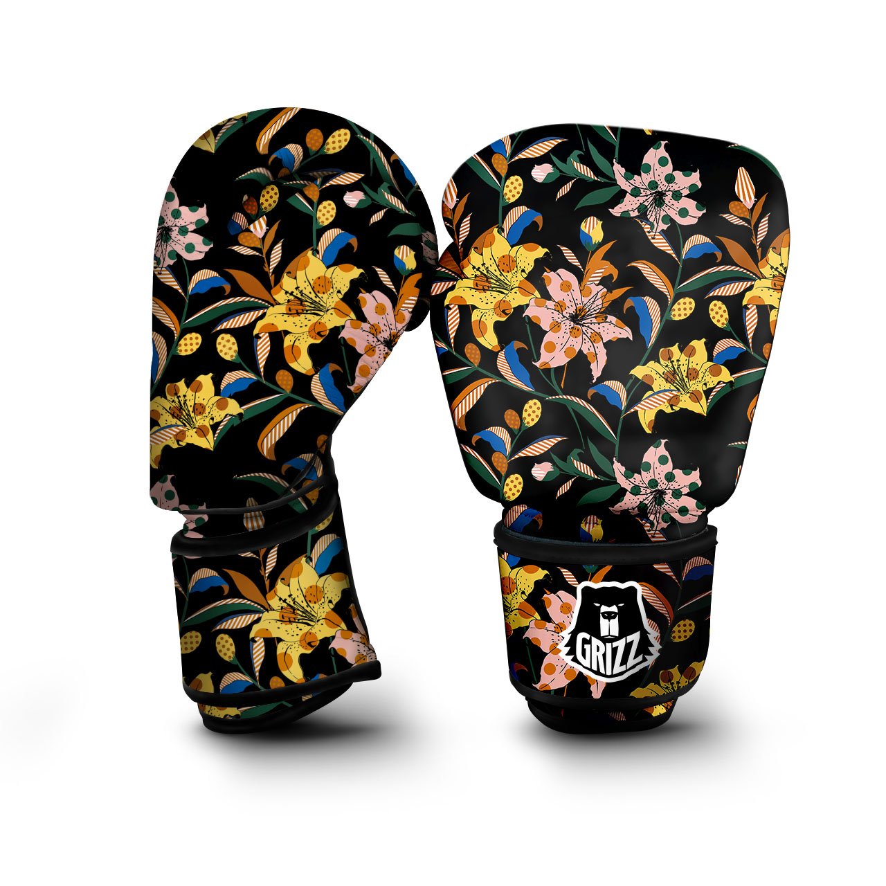 Lily Polka Dot Print Pattern Boxing Gloves-grizzshop