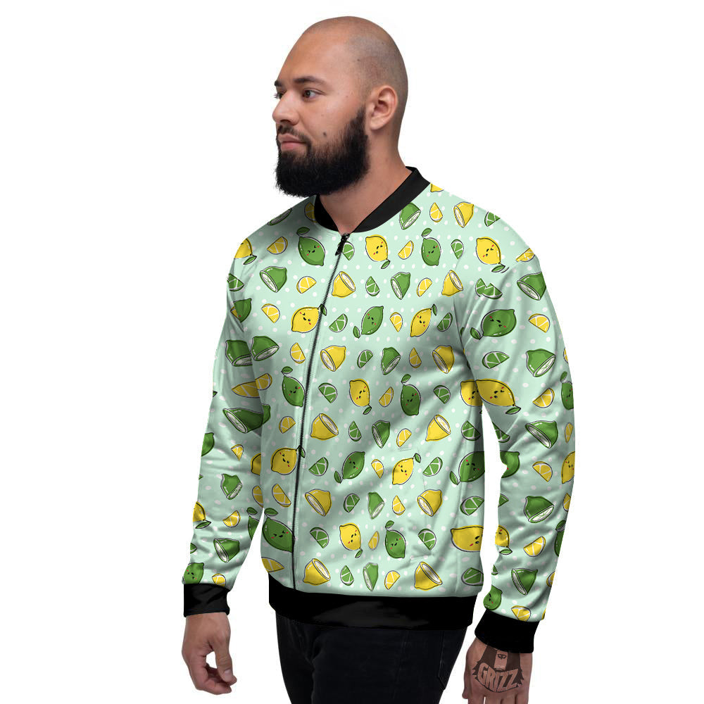 Lime Cute Print Pattern Men's Bomber Jacket-grizzshop