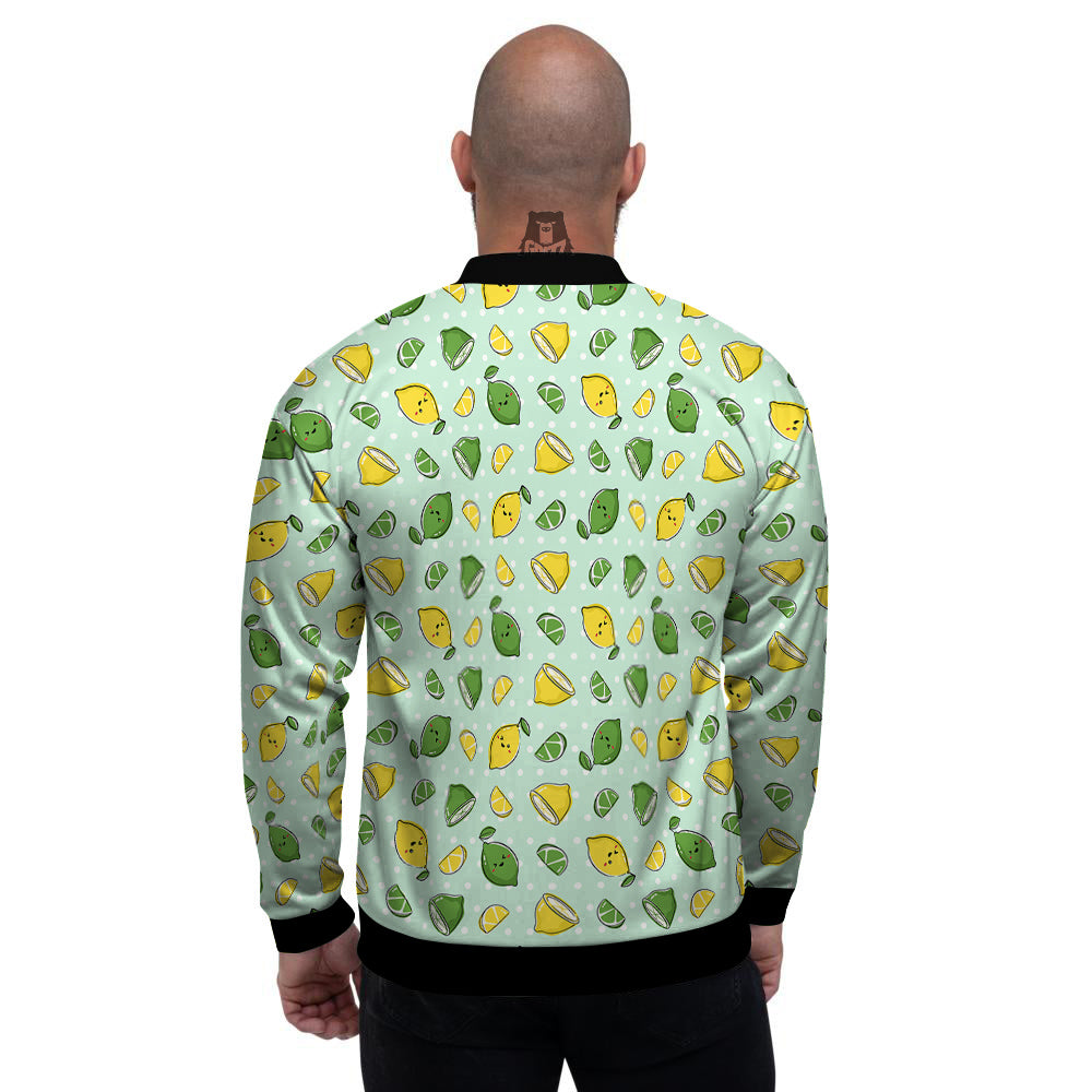 Lime Cute Print Pattern Men's Bomber Jacket-grizzshop