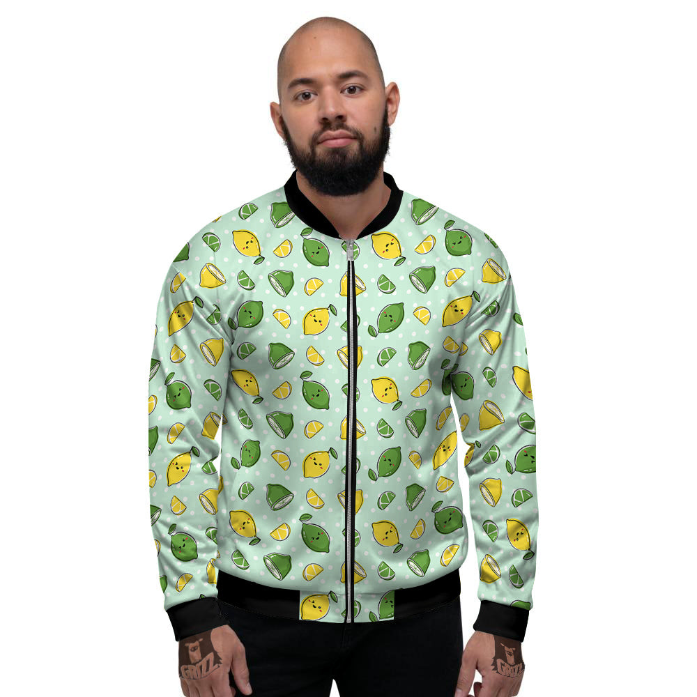 Lime Cute Print Pattern Men's Bomber Jacket-grizzshop