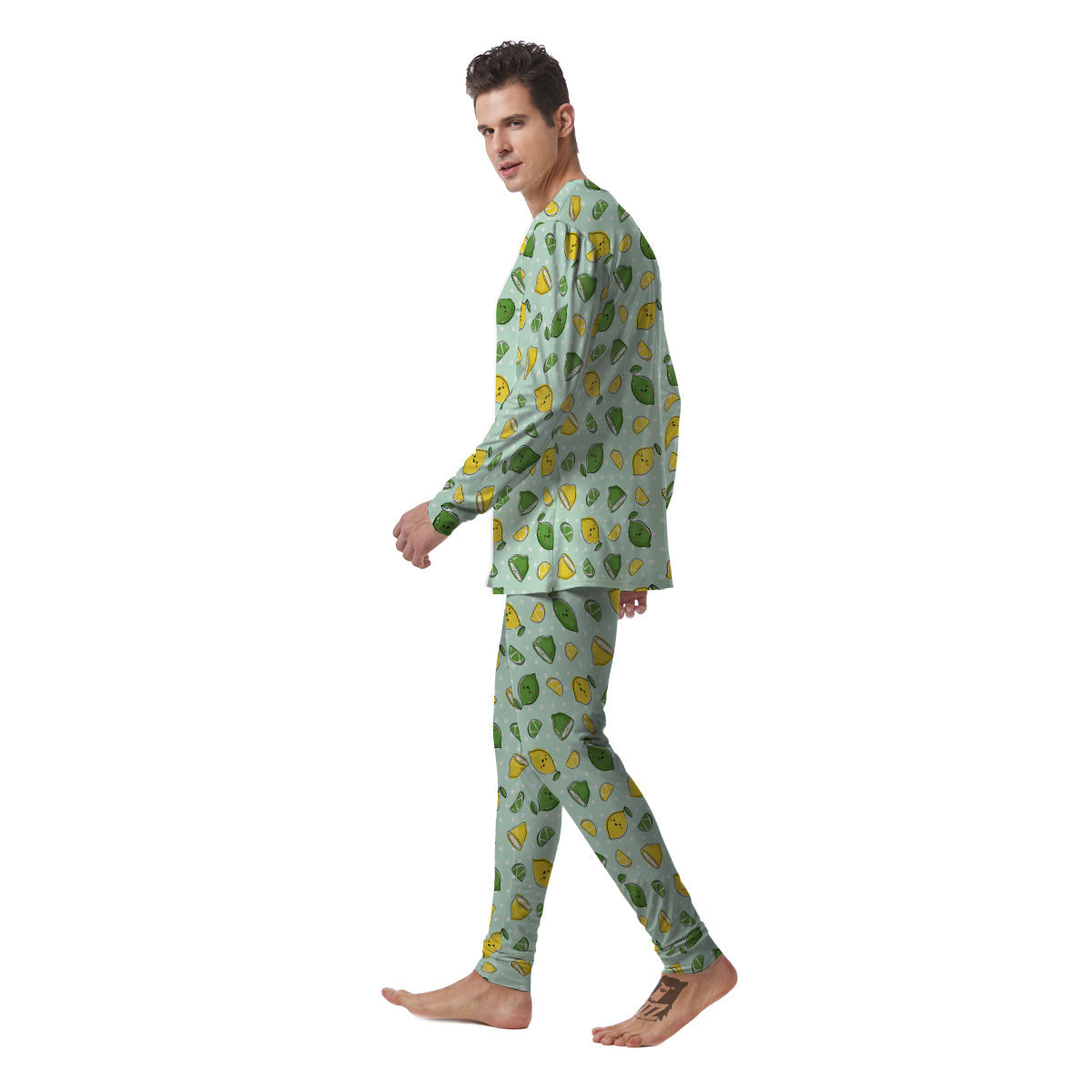 Lime Cute Print Pattern Men's Pajamas-grizzshop