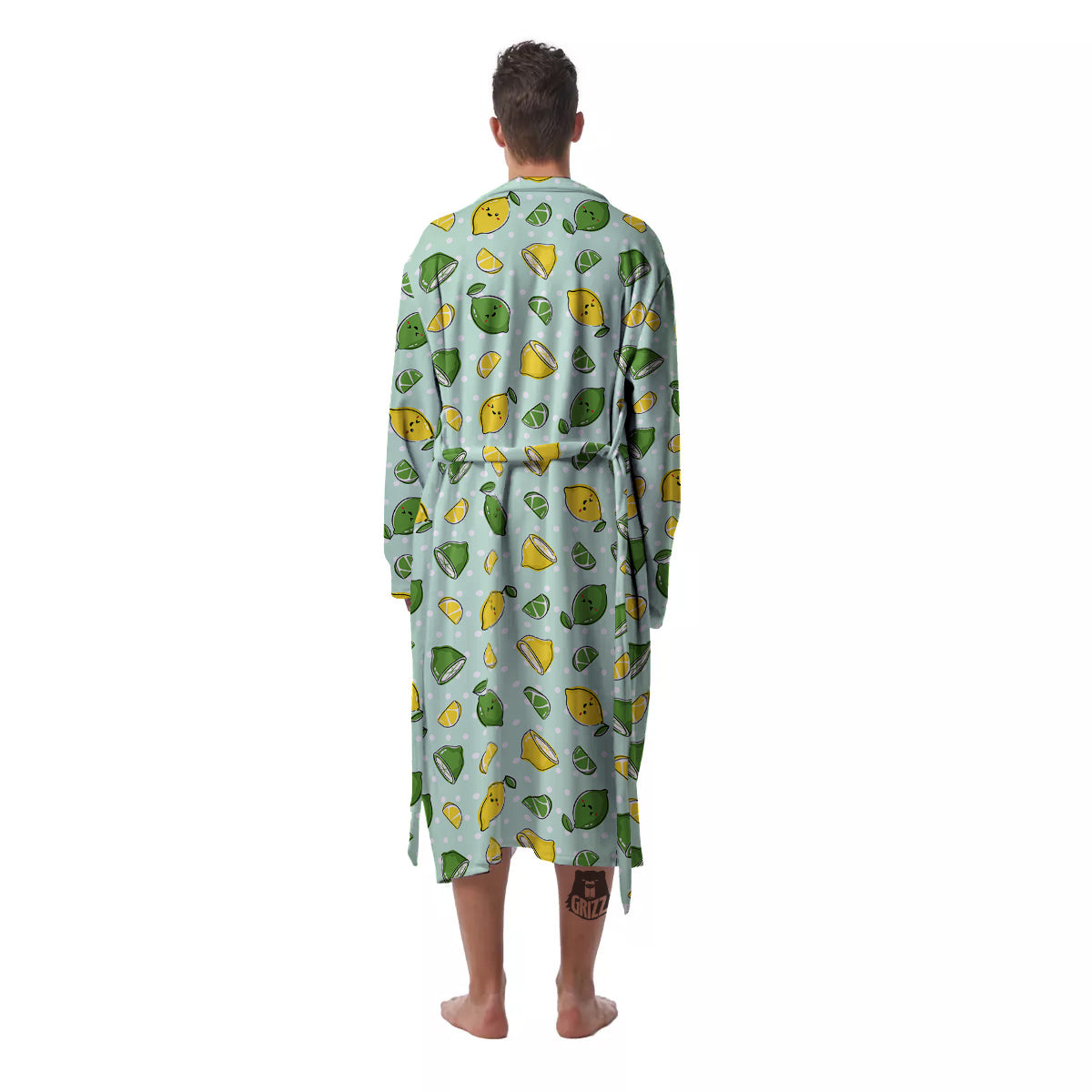 Lime Cute Print Pattern Men's Robe-grizzshop