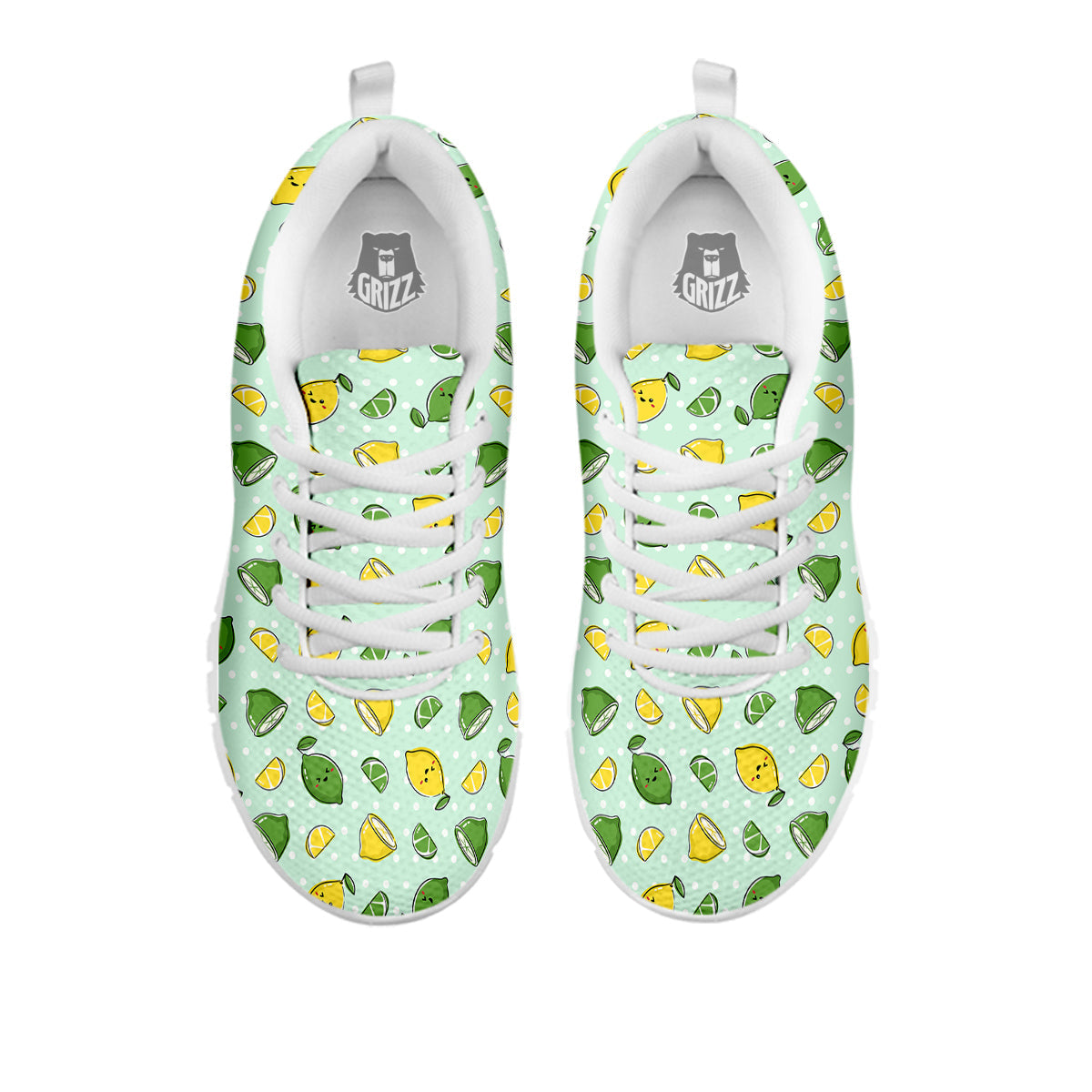 Lime Cute Print Pattern White Sneaker-grizzshop