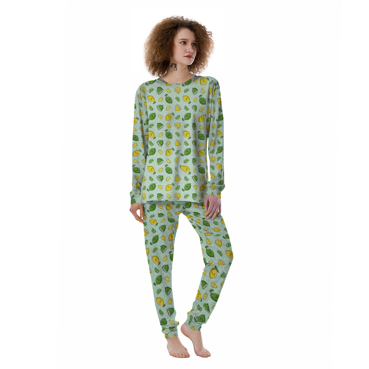 Lime Cute Print Pattern Women's Pajamas-grizzshop