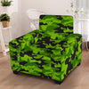 Lime Green Camo Print Armchair Cover-grizzshop