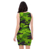 Lime Green Camo Print Bodycon Dress-grizzshop