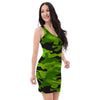 Lime Green Camo Print Bodycon Dress-grizzshop