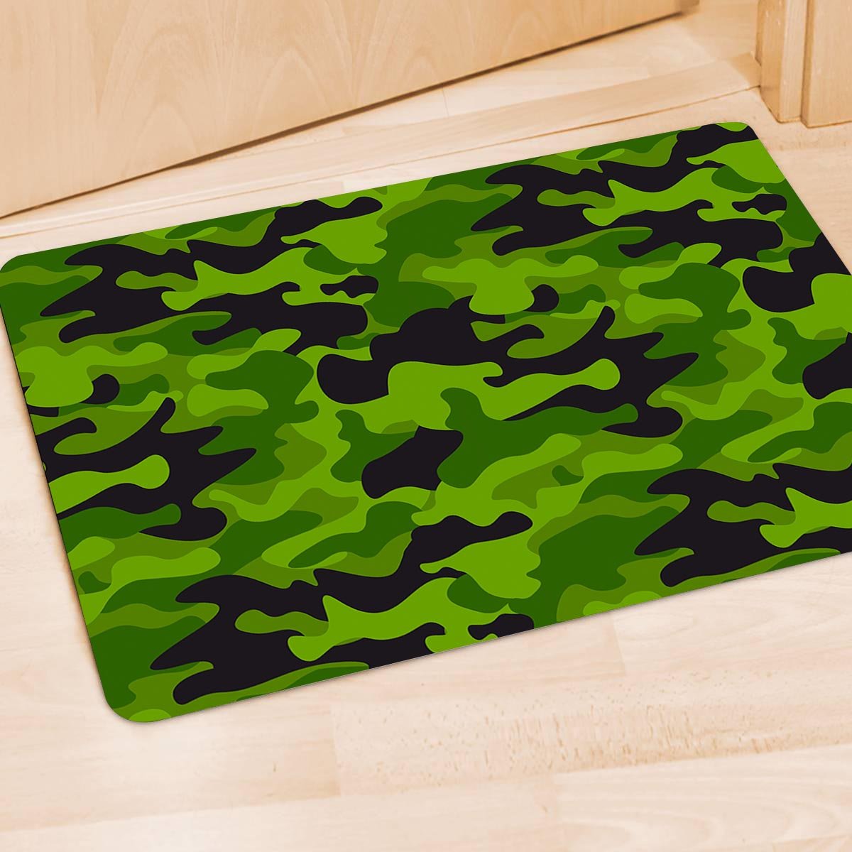 Lime Green Camo Print Door Mat-grizzshop