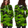 Lime Green Camo Print Hoodie Dress-grizzshop