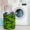 Lime Green Camo Print Laundry Basket-grizzshop