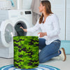 Lime Green Camo Print Laundry Basket-grizzshop