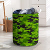 Lime Green Camo Print Laundry Basket-grizzshop