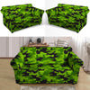 Lime Green Camo Print Loveseat Cover-grizzshop