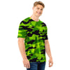 Lime Green Camo Print Men T Shirt-grizzshop