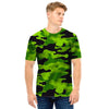 Lime Green Camo Print Men T Shirt-grizzshop