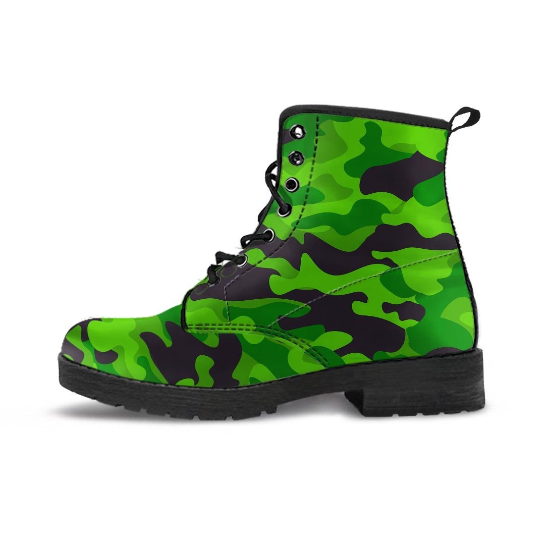 Lime Green Camo Print Men's Boots-grizzshop