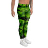 Lime Green Camo Print Men's Leggings-grizzshop