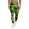 Lime Green Camo Print Men's Leggings-grizzshop