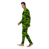 Lime Green Camo Print Men's Pajamas-grizzshop