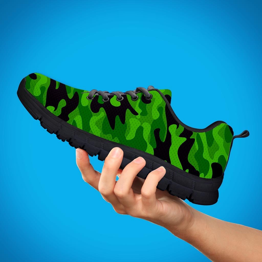 Lime Green Camo Print Men's Sneakers-grizzshop