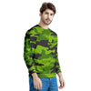 Lime Green Camo Print Men's Sweatshirt-grizzshop