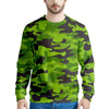 Lime Green Camo Print Men's Sweatshirt-grizzshop