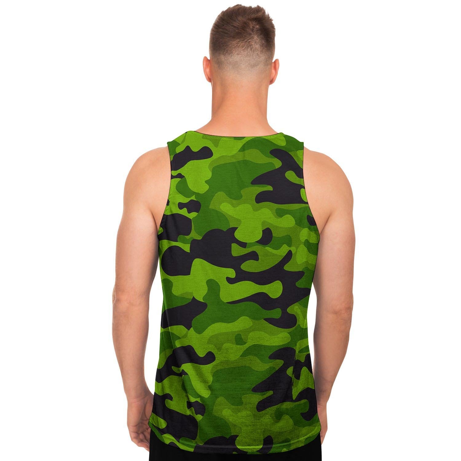 Lime Green Camo Print Men's Tank Tops-grizzshop