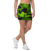 Lime Green Camo Print Mini Skirt-grizzshop