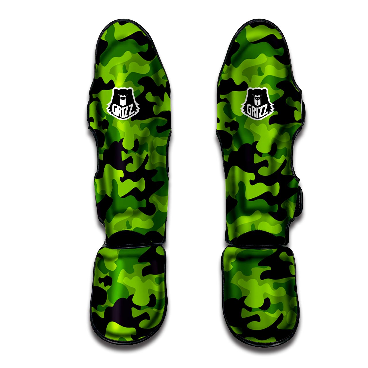 Lime Green Camo Print Muay Thai Shin Guard-grizzshop